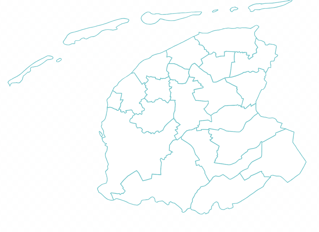 Kaart van Friesland met gemeentegrenzen